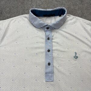 Greyson Polo Shirt Men XL White Blue Geometric Stretch Golf Performance 52"x34"